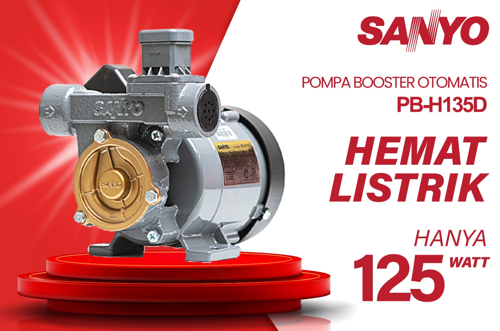 Pompa air Sanyo hemat listrik 125 watt
